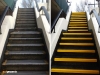 Before and after fitting non-slip stair treads.