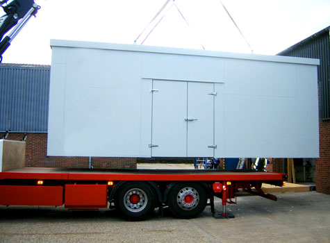 5. The large GRP Cabinet is loaded for delivery.