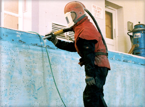 12. Surface preparation for pool fibreglass lining