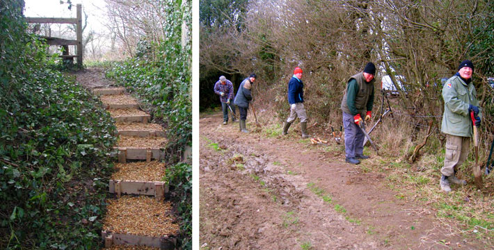 The Monday Group at work - new steps and path clearing.
