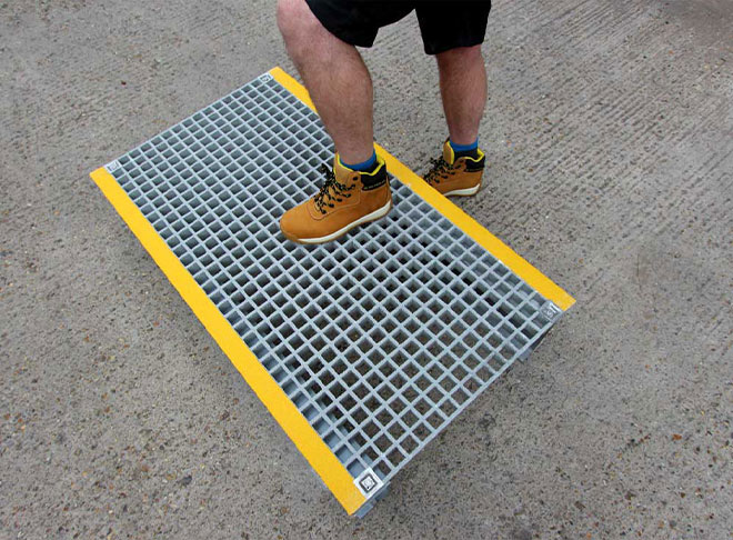 Our new freestanding anti-slip step-over platform designed to help eliminate trip hazards.