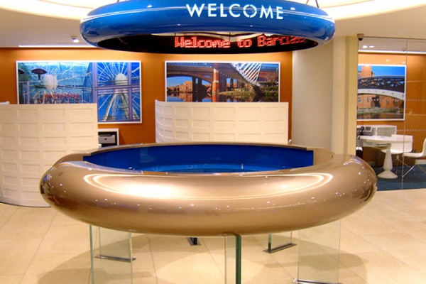 Bespoke Moulded FRP – Concierge Desk and Halo for Barclays Bank