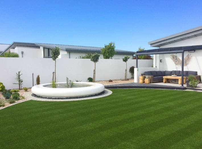 Aqua Corona Water Feature for Jane Drew’s garden design on the sunny Isle of Jersey