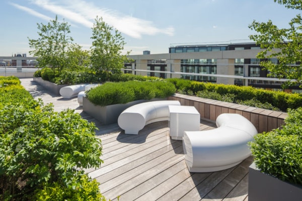 Halo seating for roof top garden of prestigious 2 Pancras Square, Kings Cross, London