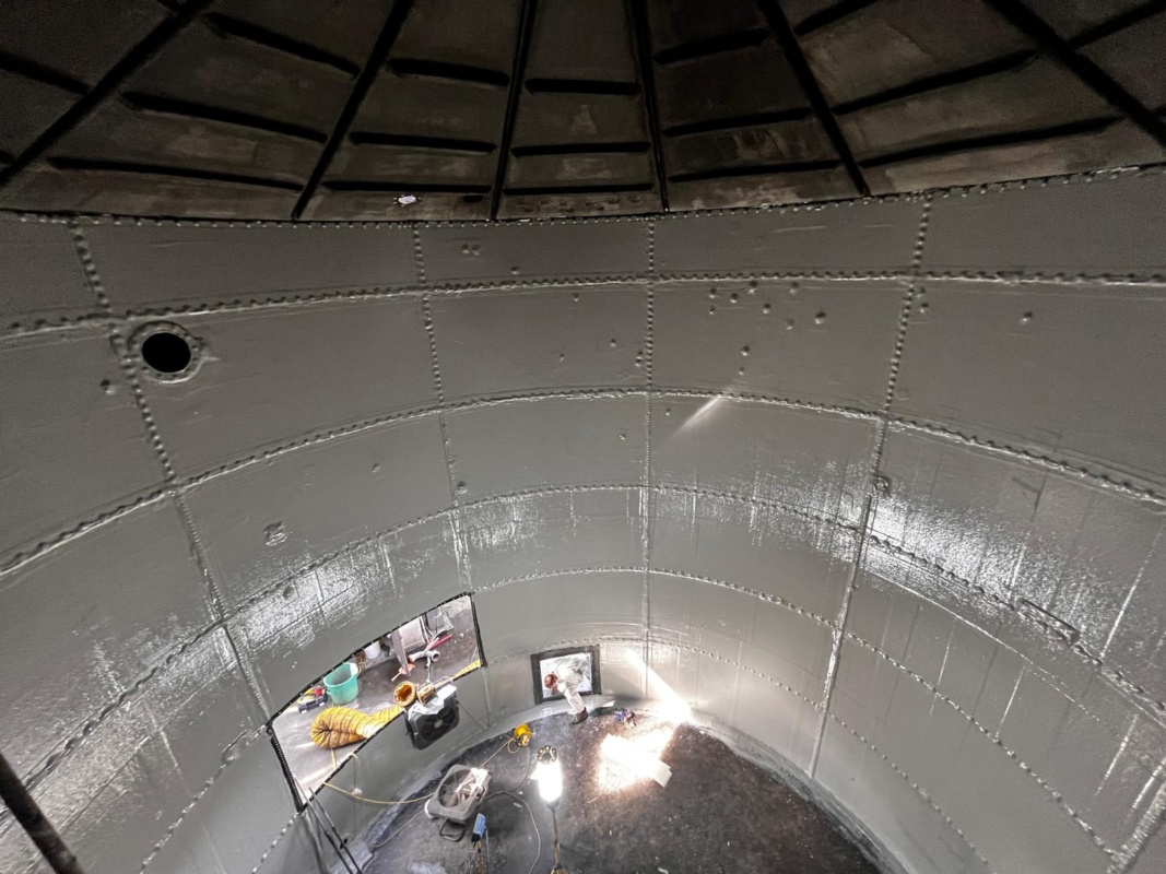 a section steel tank is lined with durable GRP providing a watertight seal for continued operation