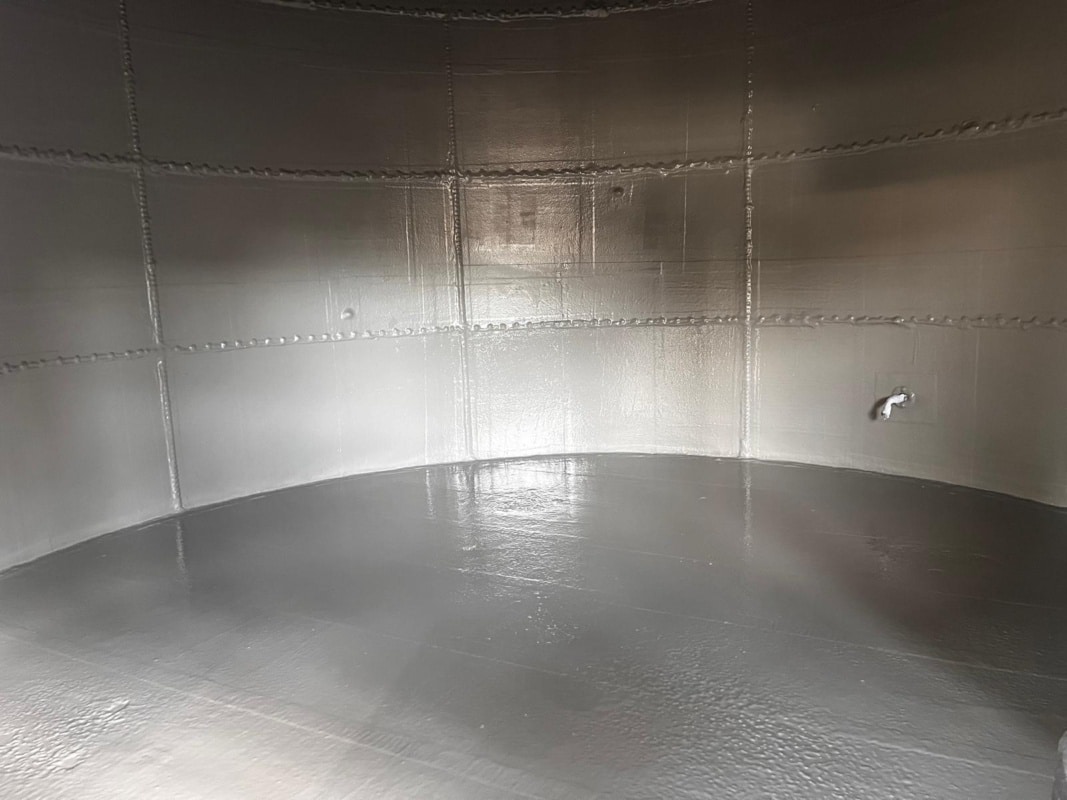 Effluent tank with full protective GRP lining applied