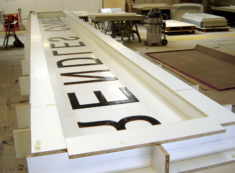 8. GRP signage in production.