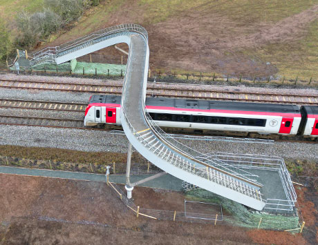 Sui Generis International provide bespoke FRP components UK railway footbridge.