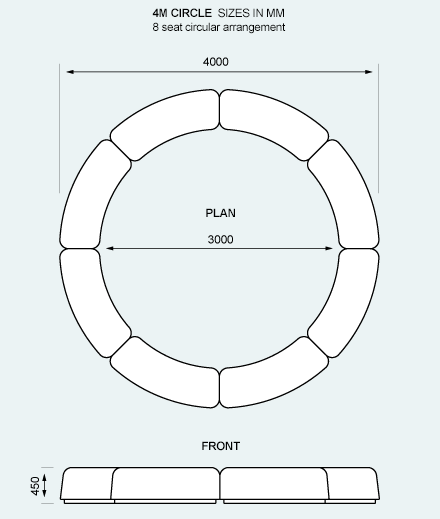 Specification - Arc 8 segments for complete 4m circle dimensions