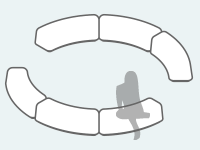 Arc seating 6 segment arrangement