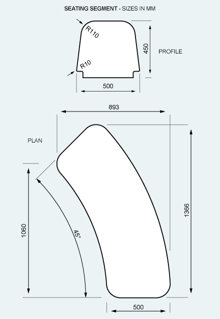 Specification - Arc single seat dimensions