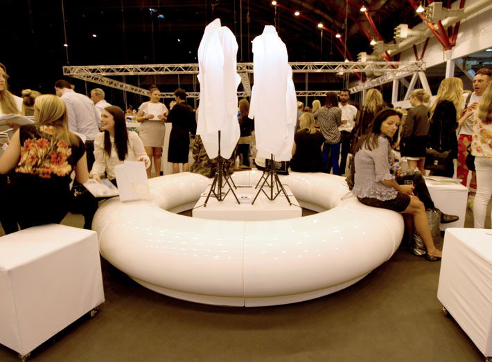 Halo seating centerpiece at the Arts University Bournemouth stand.