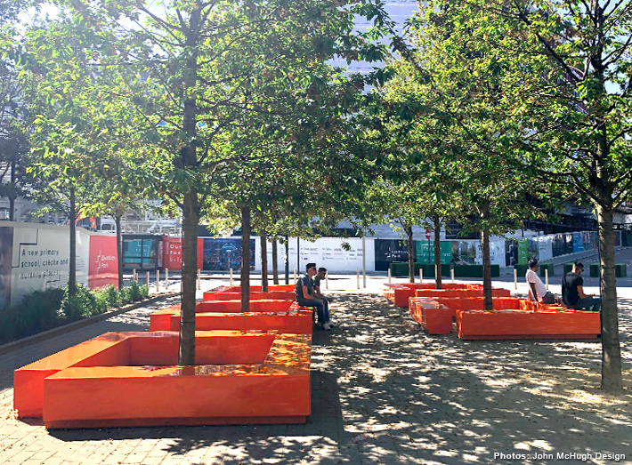 A series of 'L' shaped benches were created for the Market Square, to be re-modulated for use at the arena for other events.
