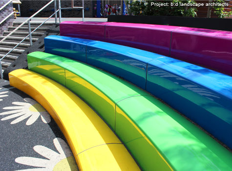 7. Colourful seating for schools, colleges, gardens and parks.