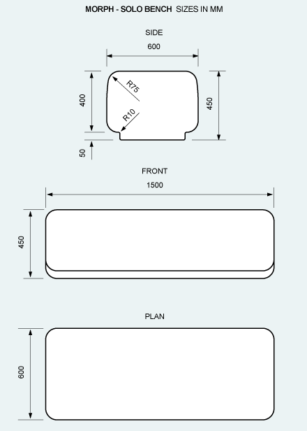 Morph Solo Bench Seating sizes and dimensions