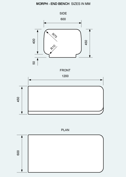 Morph End Bench Seating sizes and dimensions