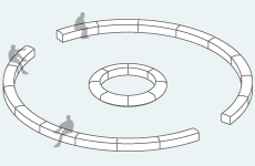 Arena seats circular areas arrangement