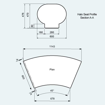 Halo seating - 3m seat segment
