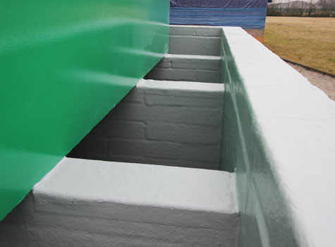 3. Tank bund walls lined and sealed with protective GRP fibreglass.