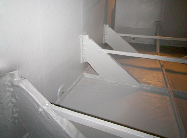 A series of hollow baffles were filled and sealed with GRP to eliminate possible weak points.
