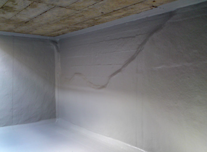 Completed fibreglass lining, sealing all cracks, economical and hard-wearing.